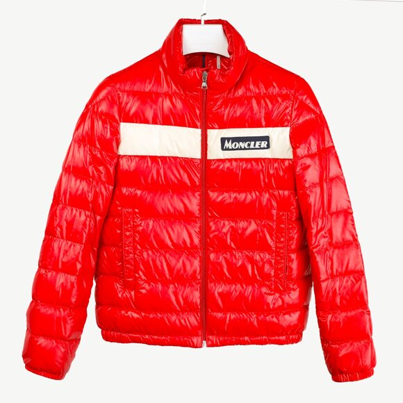 Moncler Petichet Red Stripe Bomber Down-Fill Puffer Jacket - Picture 1 of 15